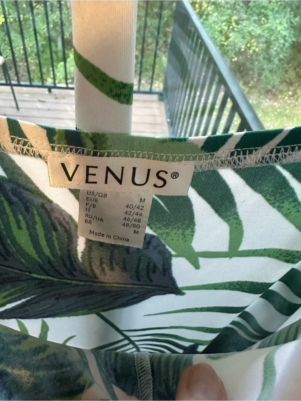 VENUS White Maxi Dress with Green Tropical Leaf Print